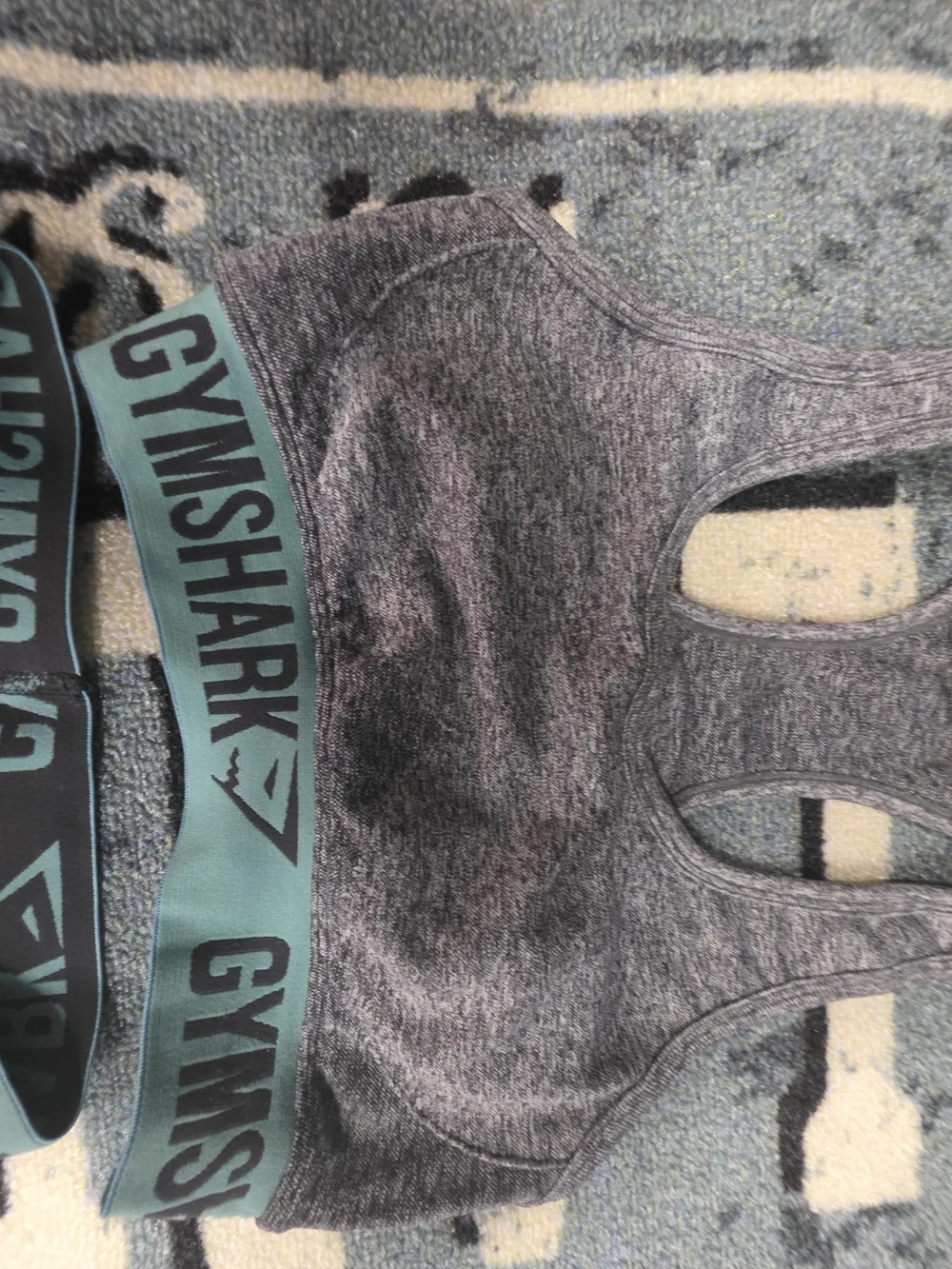 Gymshark Gray Track Joggers with Teal Logo Waistband